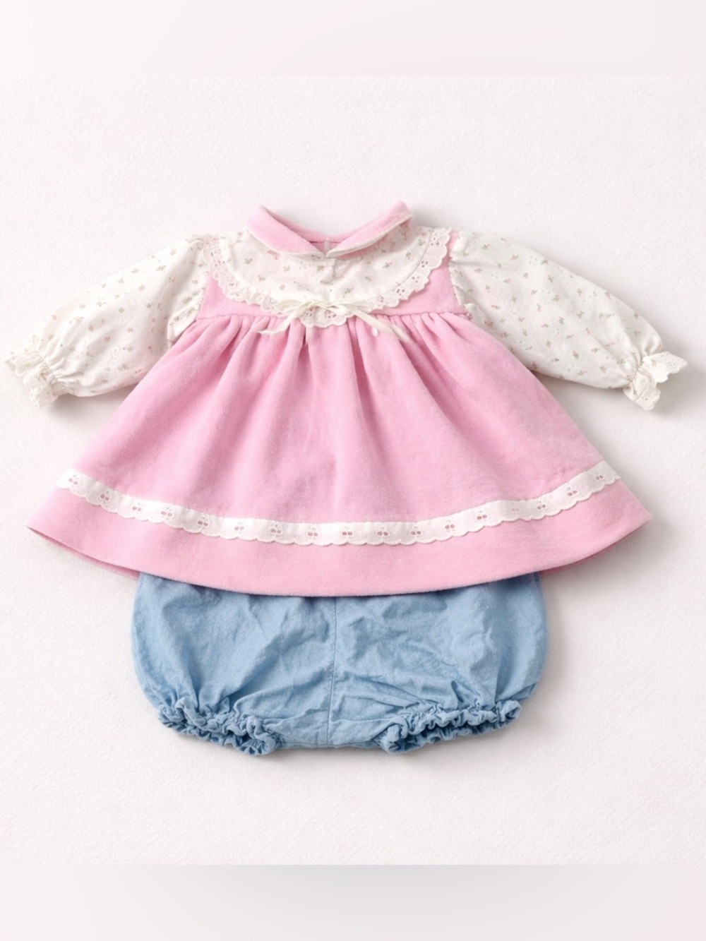 Vintage Pink Floral Collar Dress, Top | 0-3 Months